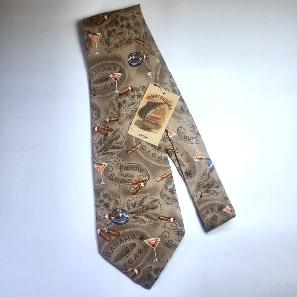 Tommy Bahama Men's Necktie Silk Handmade Havana Smoker Cigar New with Tags - Picture 1 of 7